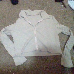 SHEIN tan zip down crop top